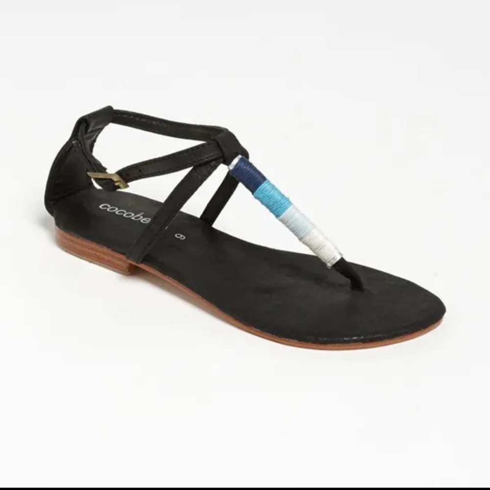 Cocobelle Anthropology Black Sandals 'Mozambique' Handmade Sandal sz 7  4040